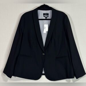 J.Crew Parke Black Wool Blazer Jacket Size 22 One Button Career